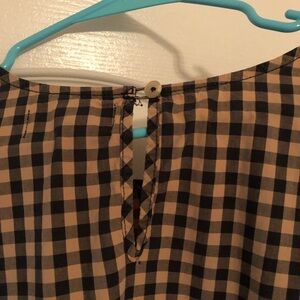 Tradlands Black and Tan Checkered Blouse